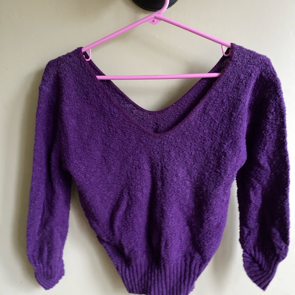 Vintage Purple V-Neck Women's Sweater